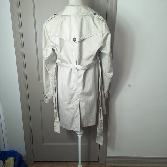 H&M Mama Trench Coat Maternity Single Breast Tie Sash Khaki Tan Size Medium - Picture 3 of 7